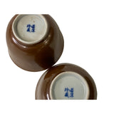 2 x Chinese Porcelain Brown Blue White Scenery Cup Display Art ws2778S