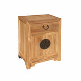 Oriental Natural Tan Light Brown End Table Nightstand Cabinet cs7129S