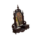 Oriental Asian Vintage Brown Wood Wall Mount Mirror Chest ws2321S