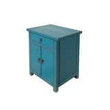 Distressed Bolection Blue One Drawer Simple End Table Nightstand cs7445S