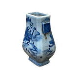 Chinese Blue White Porcelain Small Oriental Scenery Theme Vase ws2982S
