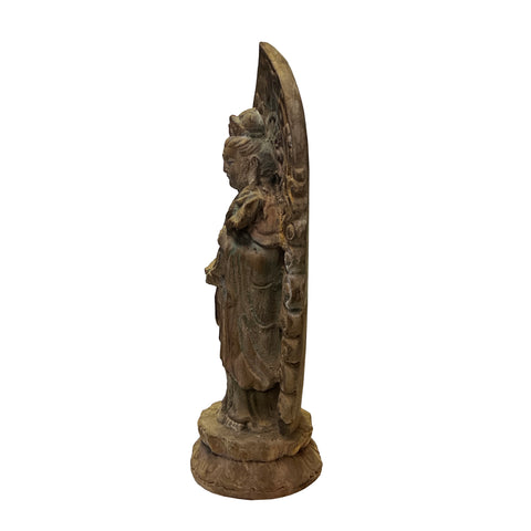 Lot - Southeast Asian Carved Stone Bust of Buddha on Wood Stand, H of bust  with stand: 8 3/4 in. (22.2 cm.)