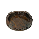 4" Oriental Geometric Brown Wood Round Table Top Stand Riser ws2872CS