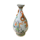 Chinese Oriental People Scenery Off White Beige Color Ceramic Vase ws1999S