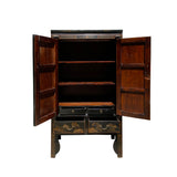 Chinese Distressed Black Color Scenery Moon Face Wardrobe Cabinet cs7331S
