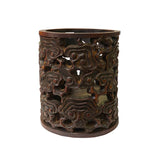 Chinese Bamboo Scroll Cloud Carving Brush Pen Holder / Brush Pot ws2078S