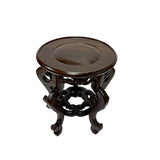 5.75" Chinese Dark Brown Wood Round Legs Table Top Stand Display Easel ws2935S