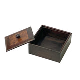 Small Brown Burlwood Pattern Square Storage Accent Box ws2641S