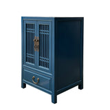 Chinese Distressed Venice Blue Shutter Doors End Table Nightstand cs7554S