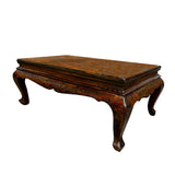 Chinese Tibetan Yellow Brown Dragon Head Lacquer Low Coffee Table ws2739S