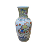 Chinese Oriental Off White Porcelain Horses Field Graphic Scenery Vase ws2705S
