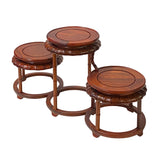 Brown Wood Bridge Step Round Table Top Curio Display Easel Stand ws2858S