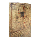 Chinese Distressed Sorrell Brown Graphic TV Dressing Storage Cabinet cs7329S