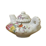 Chinese White Porcelain Flower Bird Graphic Teapot Shape Display ws2681S