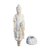 Chinese White Gray Marble Stone Standing Abhaya Mudra Buddha Statue cs7224S
