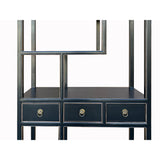 Oriental Black Lacquer Two Sided Display Curio Cabinet Room Divider cs7390S
