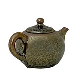 Chinese Jianye Clay Metallic Bronze Black Glaze Decor Teapot Display Art ws2670S