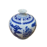 Chinese Oriental Blue White Porcelain Graphic Scenery Vase ws2702S