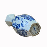 Lot of 2 Chinese Blue White Porcelain Hexagon Gourd Graphic Small Vase ws2037S