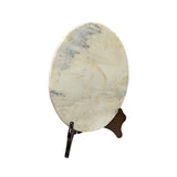 Chinese Natural Dream Stone Round White Fengshui Plaque Display ws2259S