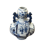 Chinese Blue White Porcelain People Theme Flower Shape Vase ws2863S