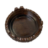 8.5" Oriental Craving Brown Wood Round Table Top Stand Riser ws2893S