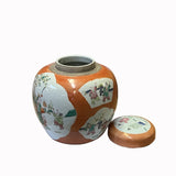 Oriental Orange Base Scenery Graphic Porcelain Round Jar ws2561S