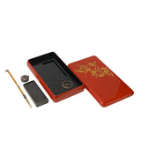Oriental Asian Red Lacquer Wood Ink Well Dipping Pen Set Display ws2339S