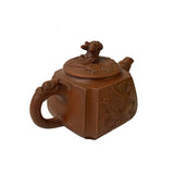 Chinese Brown Yixing Zisha Clay Teapot w Dragon Head Accent ws2592S