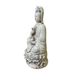 Small Vintage Finish Off White Ivory Color Porcelain Kwan Yin Statue ws2582S