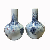 Pair Chinese Red Blue White Porcelain Dragon Cloud Vases ws2573S