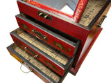 Chinese Oriental Red Dragon Phoenix Mirror Rectangular Jewelry Box ws2531BS