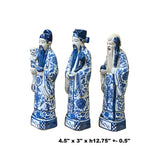 Chinese Distressed Blue White Color Fengshui Fok Lok Shao Figure Set ws2079S