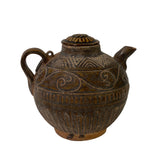Chinese Ware Brown Glaze Pattern Ceramic Jar Vase Display Art ws2664S