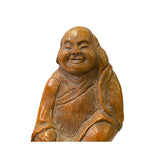 Chinese Bamboo Carved Happy Buddha on Toad Fortune Figure ws2364S