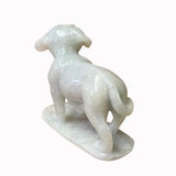 Chinese White Jade Color Stone Puppy Dog Display Figure ws2389S