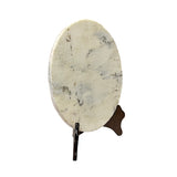Chinese Natural Dream Stone Round White Fengshui Plaque Display ws2260S