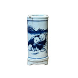 Chinese Blue White Porcelain Oriental Scenery Wave Shape Small Vase ws2984S