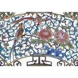 Chinese Matte Chalk Color Fan Shape Flower Bird Wood Wall Panel ws2176S