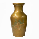 Vintage Handmade Chinese Matte Gold Paint Cranes Motif Vase ws1847S