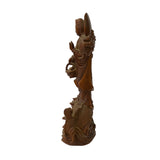 Chinese Brown Guan Yin Tara Bodhisattva Avalokitesvara Wood Statue ws2163S