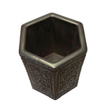 Chinese Zitan Wood Dragons Motif Brush Pen Holder / Brush Pot ws2545S