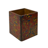 Handmade Red Multi-Layer Lacquer Abstract Pattern Wood Holder Box ws2025S