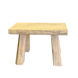 Raw Wood Rough Grain Finish Rectangular Short Stool Table ws2448S