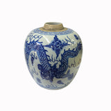 Oriental Handpaint Dragon Small Blue White Porcelain Ginger Jar ws2318S