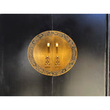 Chinese Black Lacquer Moon Face Slim Narrow Tall Storage Cabinet cs7328S