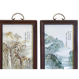 Chinese Mountain Water Scenery Porcelain Color Painting Wall Panel Set ws1953S