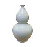 Chinese Off White Porcelain Relief Floral Pattern Gourd Shape Vase ws2732S