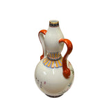 Chinese Oriental White Porcelain Flower Birds Graphic Gourd Shape Vase ws2849S