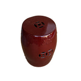 Oriental Double Coin Pattern Oxblood Red Porcelain Round Stool cs7561S